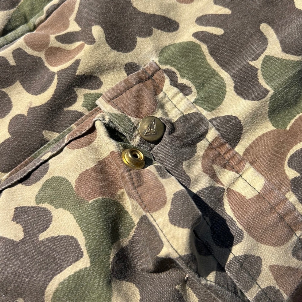 Vintage Eddie Bauer Goose Down Camo Coveralls Jumpsuit Frog Skin Duck Camo 0610 - Picture 10 of 16